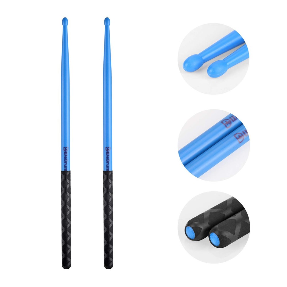 5A Nylon Drumsticks for Drum Set Light Durable Plastic Exercise ANTISLIP Hand...