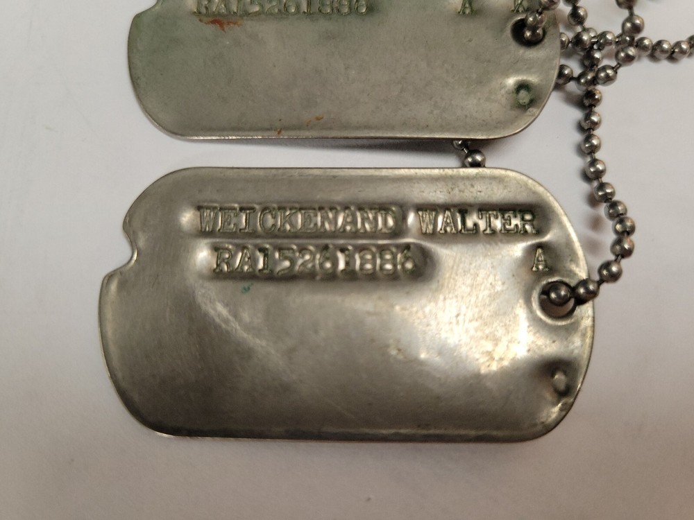 Korean War US Army Dog Tags on Chain Weickenand