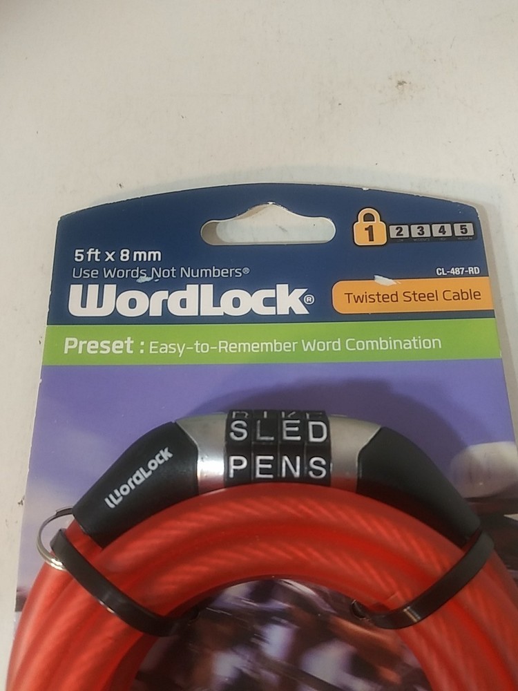 WordLock Bicycle Combination Flex Steel Cable Lock 5ft x 8mm