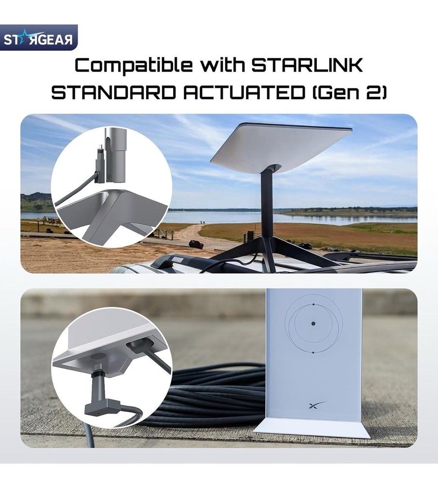Pulaim STARGEAR Starlink Cable 150FT Gen 2 V2 Rectangular Satellite Gray