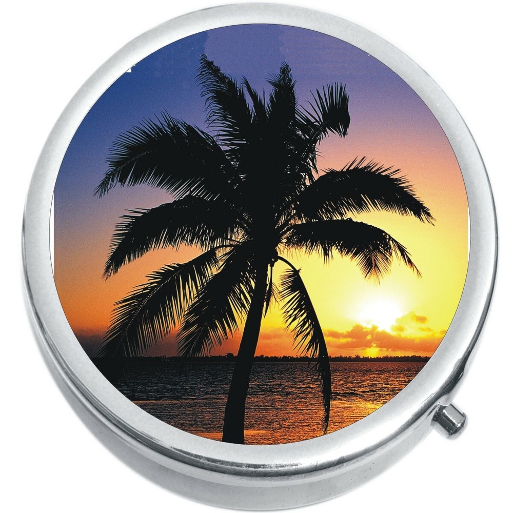 Palm Tree Tropical Sunset  Medicine Pill Box