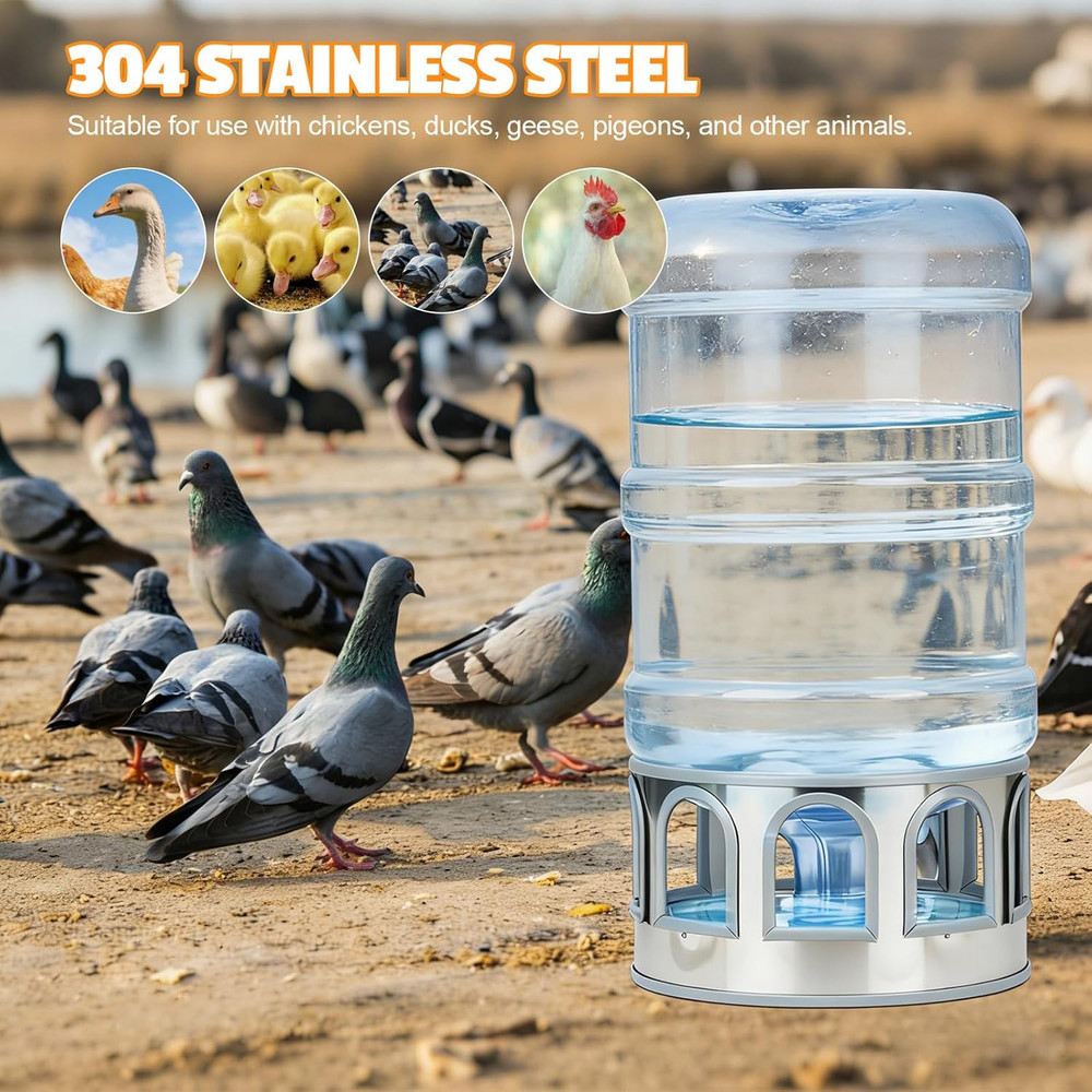 Automatic Chicken Waterer Base, Stainless Steel Poultry Auto Drinker Waterer Bas