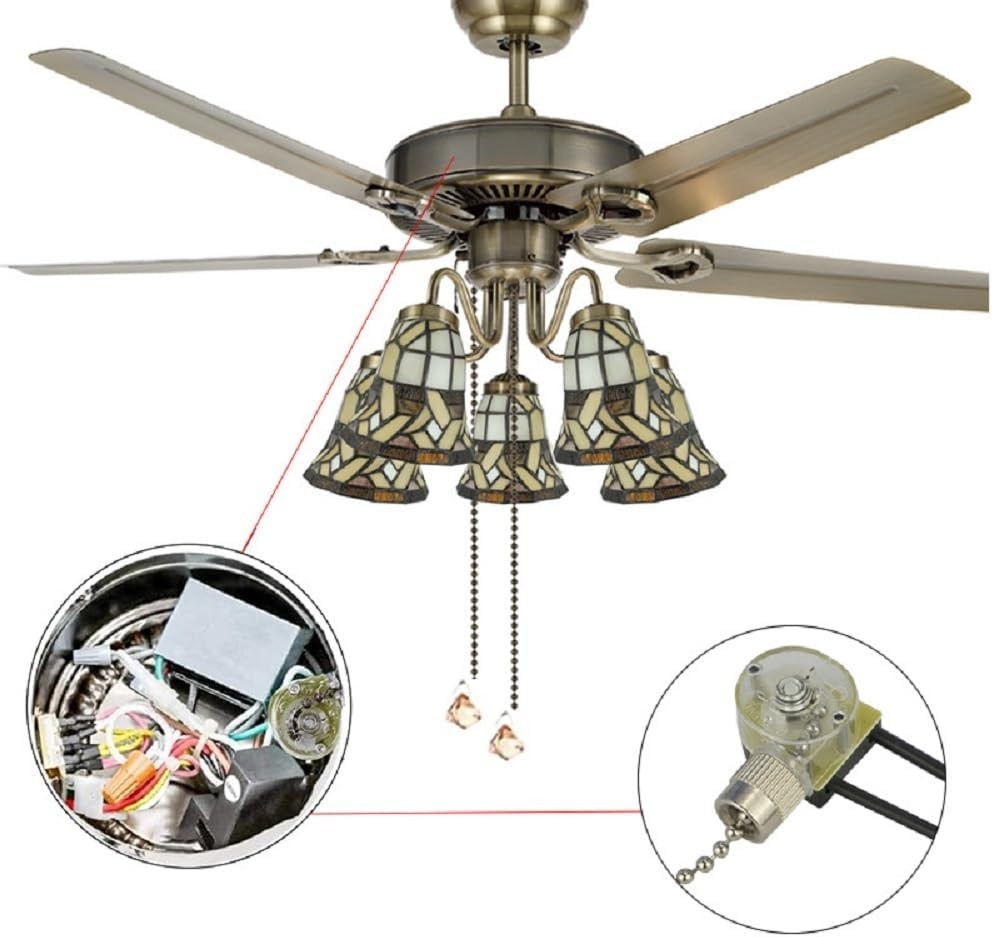 Silver Ceiling Fan Light Pull Chain Switch On-Off 2-Wire Certified