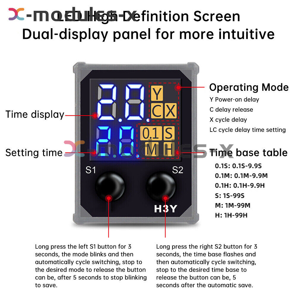 Adjustable Digital Time Relay Cycle Time Delay Relay With Base DC12V 24V AC220V