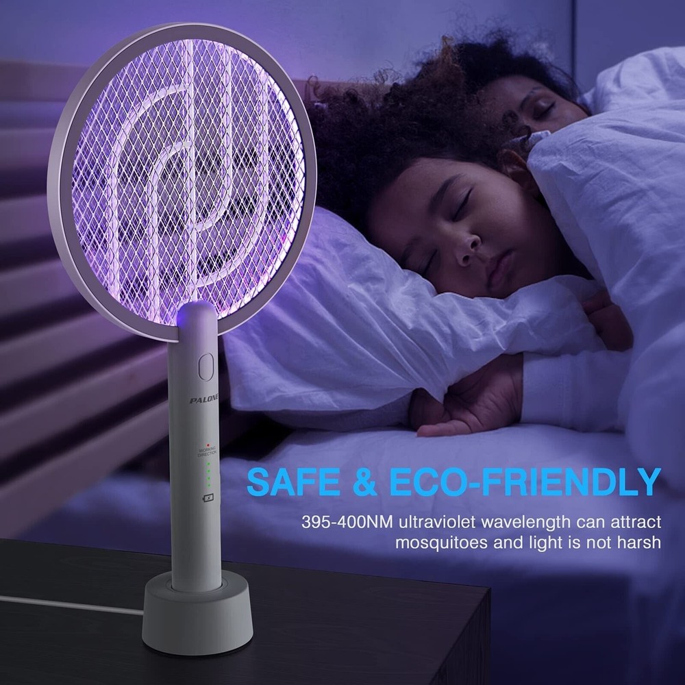 Handheld USB Rechargeable Mosquito Fly Swatter Zapper Killer Bug Insect Racket