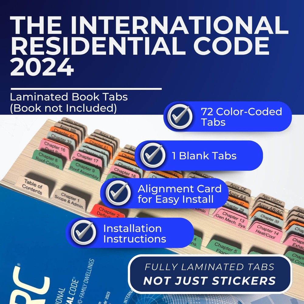 Book Tabs for The International Residential Code 2024. Laminated,...