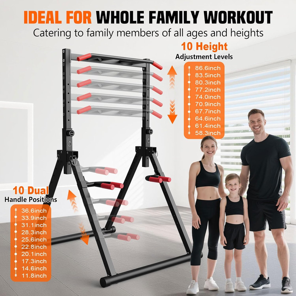 Foldable Power Tower Dip Station for Pull Ups, Dips & Push Ups, Upgraded Free St