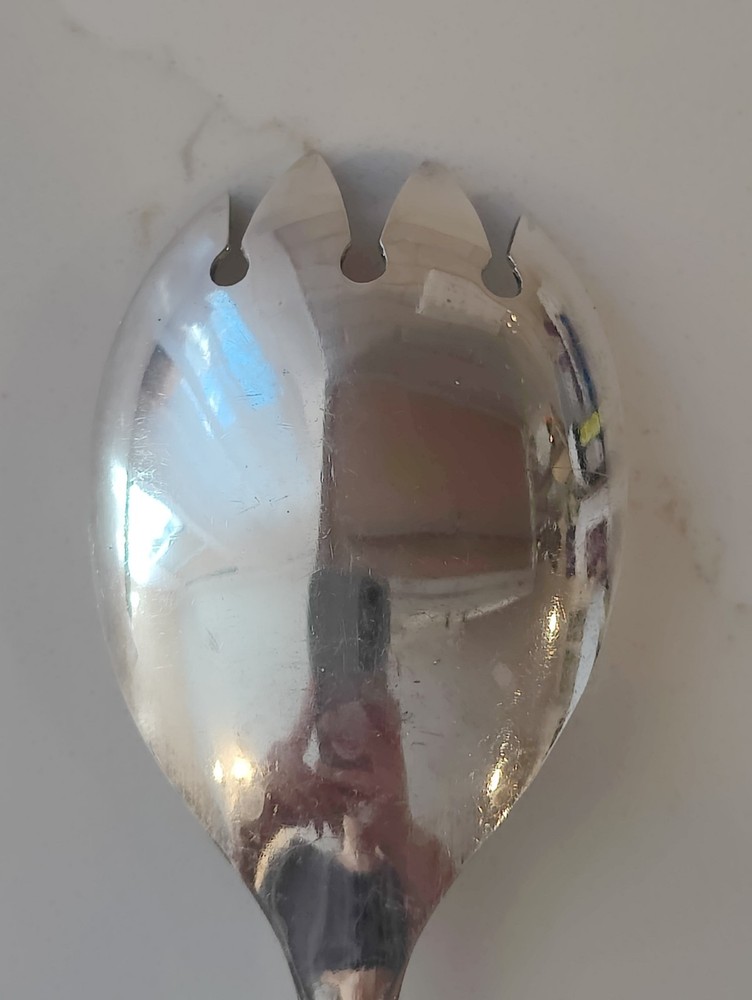Vintage EPNS Sheffield Silverplate Serving Spoon Tines Large Salad Serveware