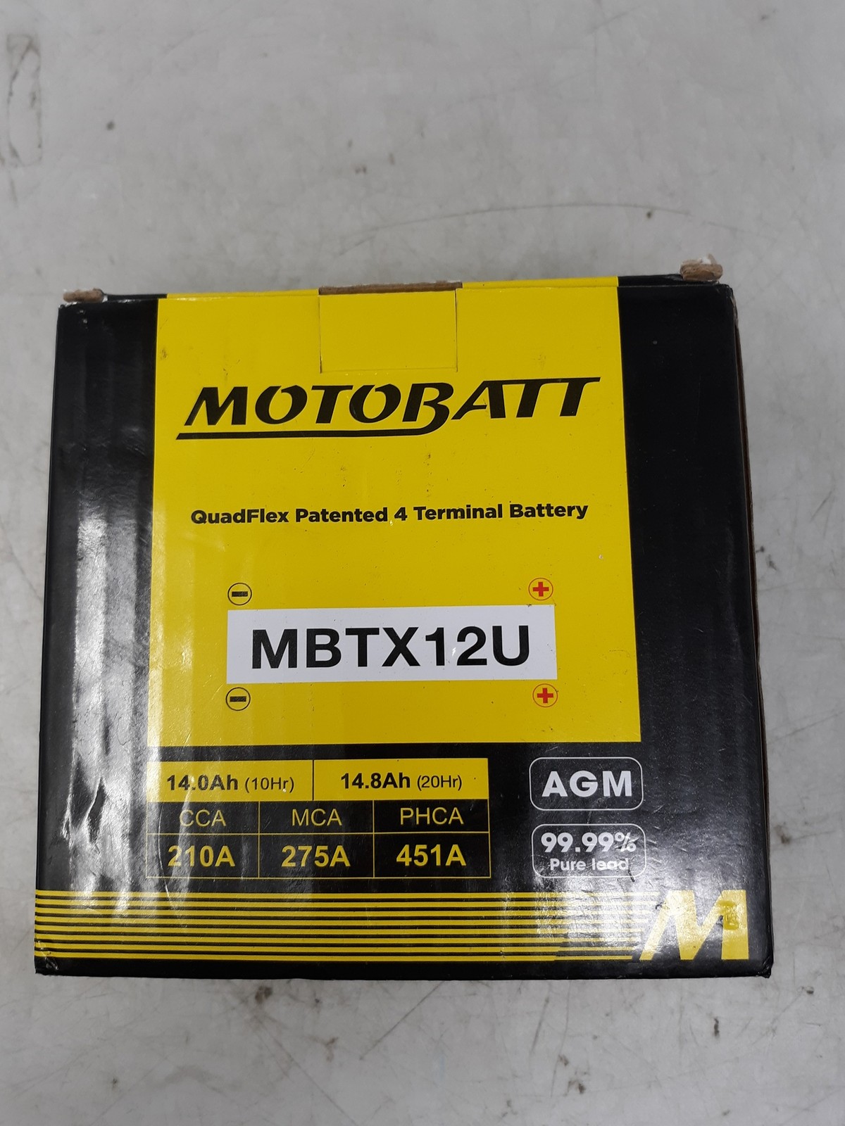 MOTOBATT MBTX12U AGM QuadFlex 4 Terminal Powersports Battery