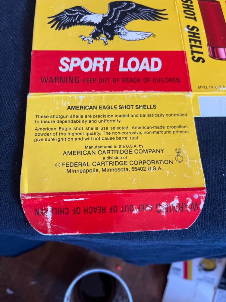 Empty shotgun shell box American Eagle 12 ga.
