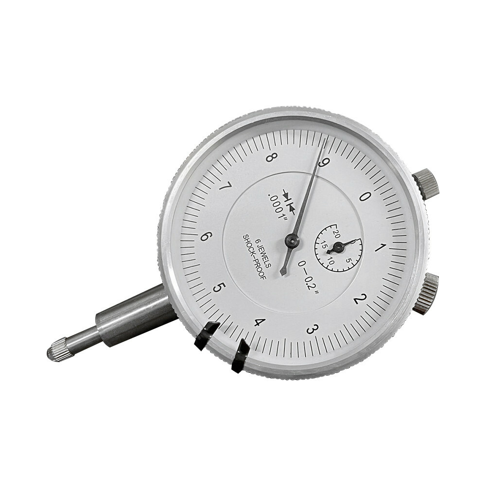 0.2" High Precision Dial Indicator, Shock-Proof, Lug Back, 0.0001'' Graduation