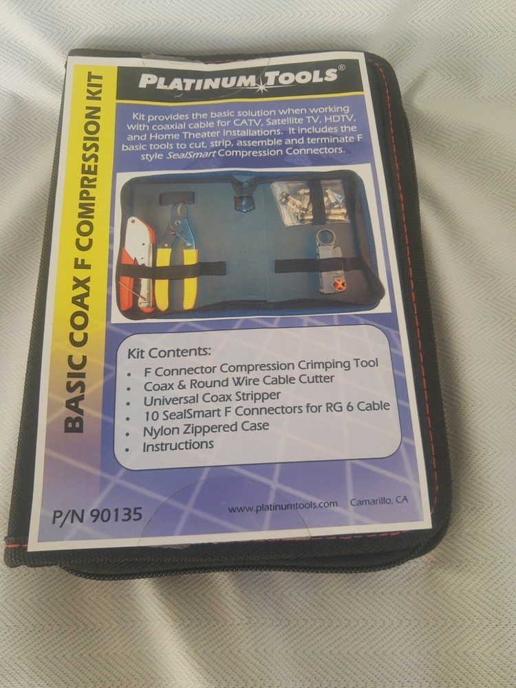 Platinum Tools 90135 Basic Coax F Compression Kit, w/Zip Case