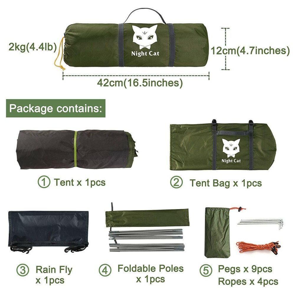 Night Cat Outdoor Camping Equipment Set Tent Pad Sleeping Bag Included
