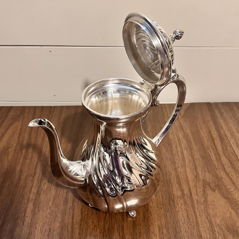 WMF Silver plate Coffee Tea Set 5pc with Tray 18in Swirl Pattern Germany