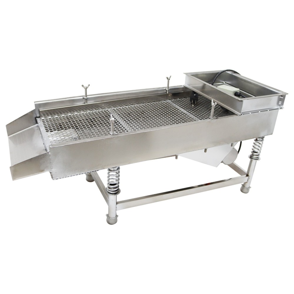 110V Stainless Linear Vibrating Screen w/Single Layer 10mm Screen Sieve Machine