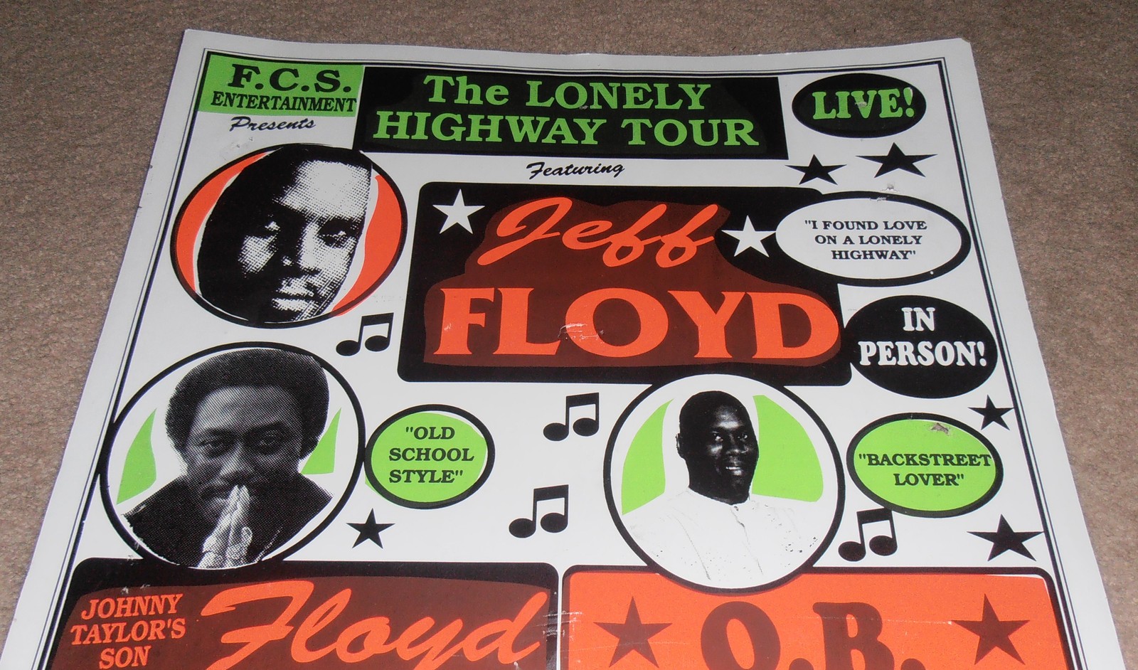 POSTER JEFF FLOYD O.B. BUCHANNA VINTAGE NEW ORLEANS LA. MUSIC
