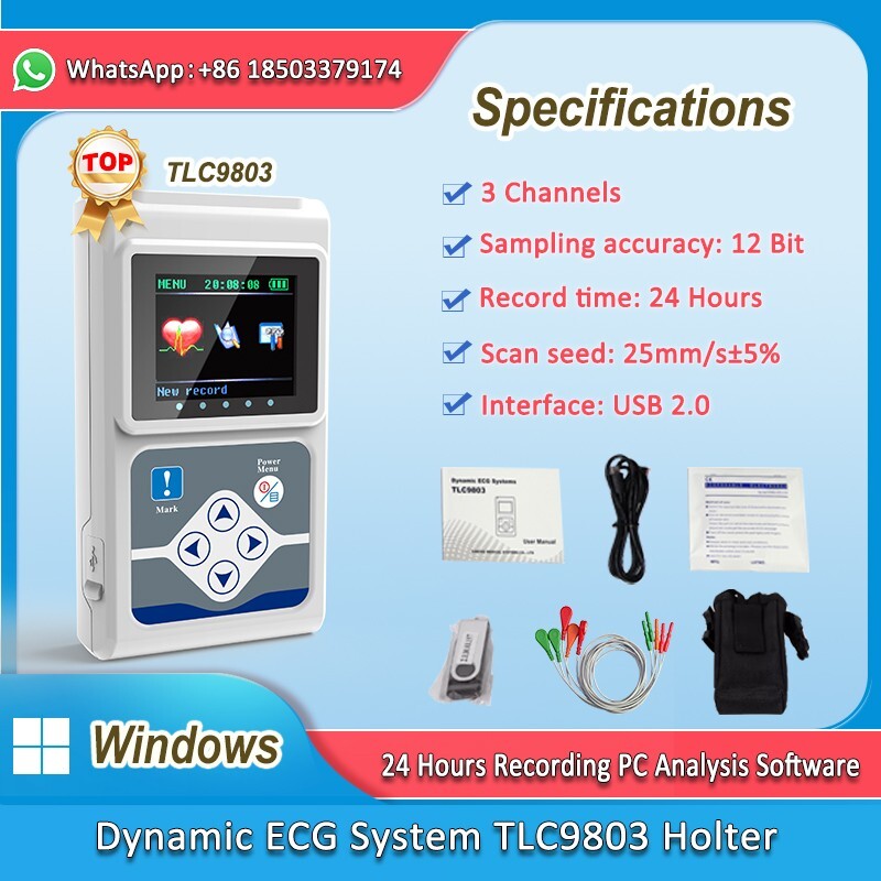 3 Channels Recordable Machine Dynamic ECG Holter System TLC9803