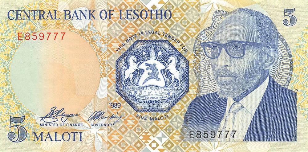 Lesotho  5  Maloti  1989  Series  E  Uncirculated Banknote JSP