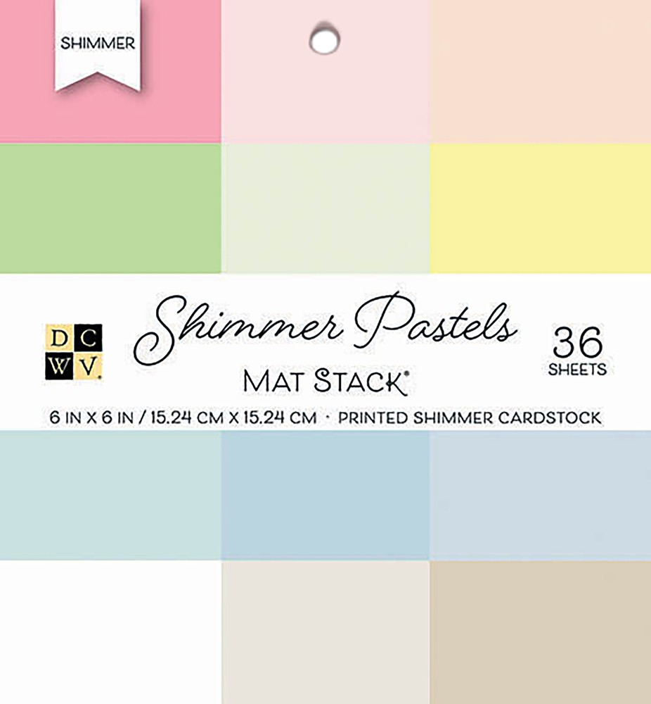 DCWV Single-Sided Cardstock Stack 6"X6" 36/Pkg-Shimmer Pastels Solid, 12 Colors/