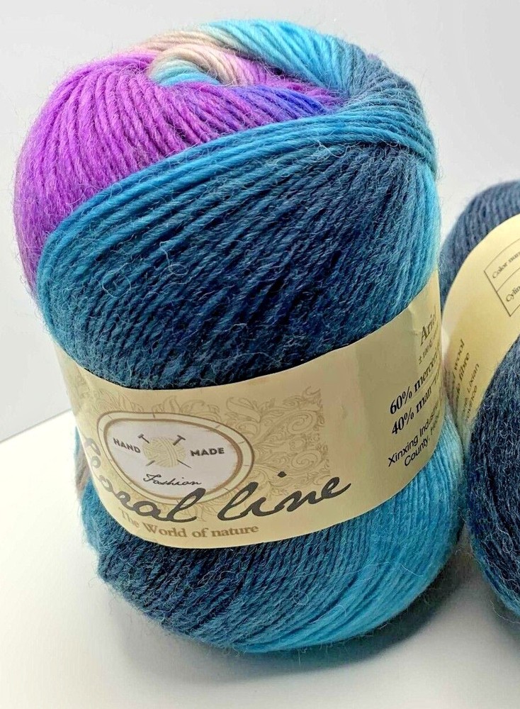 Floral Line wool / acrylic blend yarn rainbow multi
