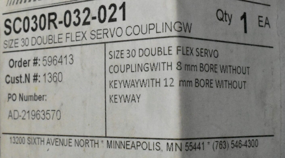 Zero-Max SC030R-032-021 Size 30 Double Flex Servo Coupling ServoClass SC030 New