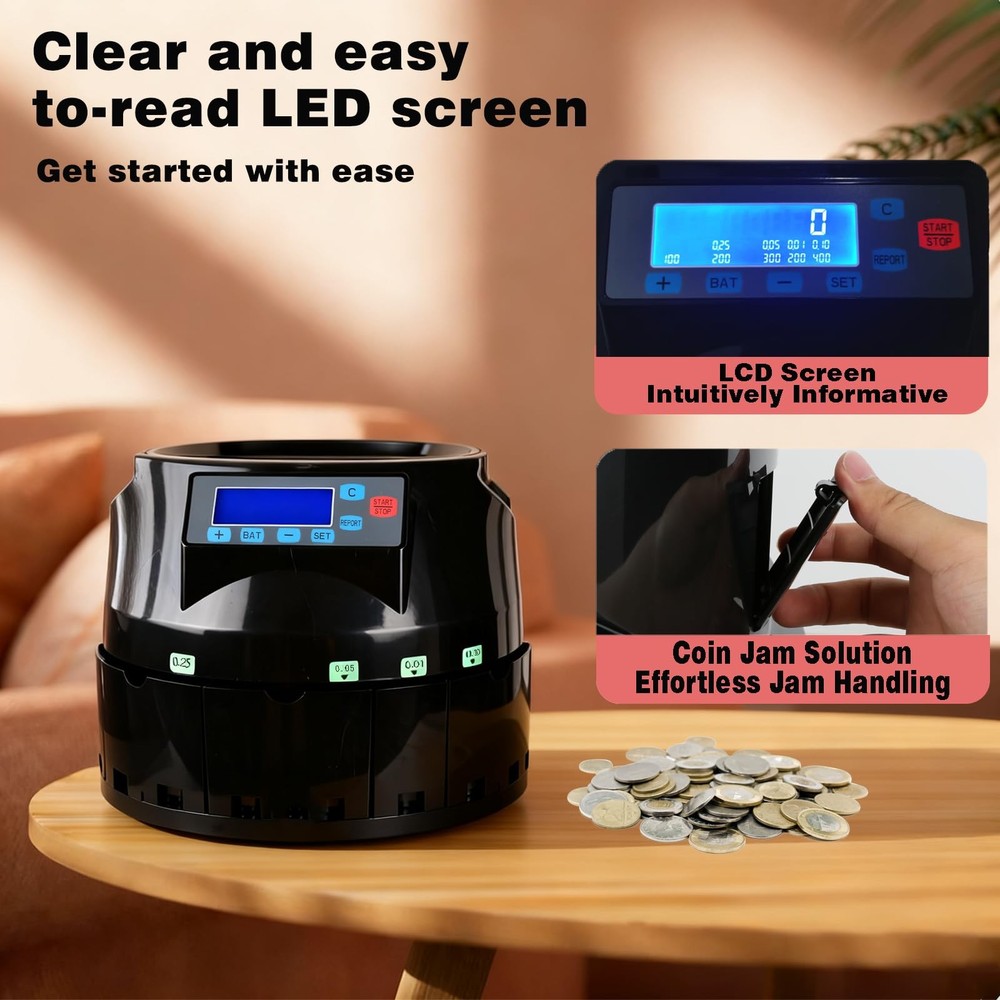 T9600A Professional USD Coin Counter,Sorter, Coin Counting Machine,Automatically