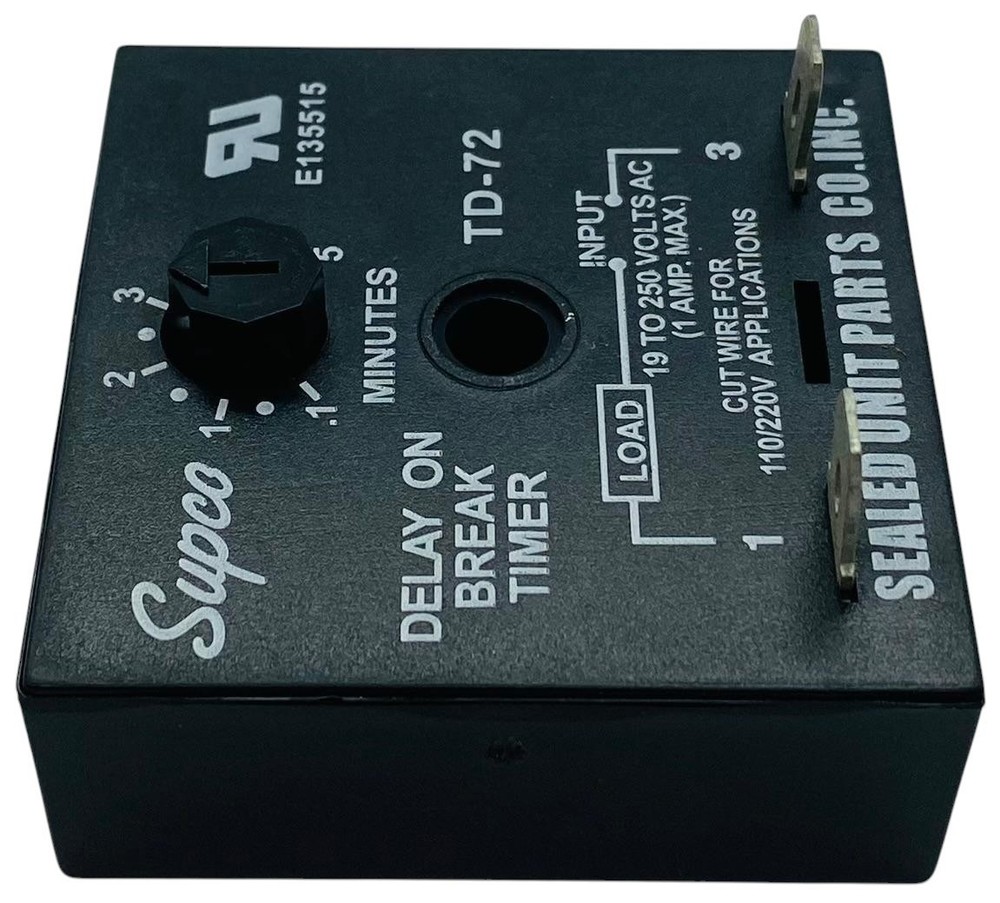 Supco TD72 Time Delay Break Timer | Adjustable 6 Seconds–5 Minutes