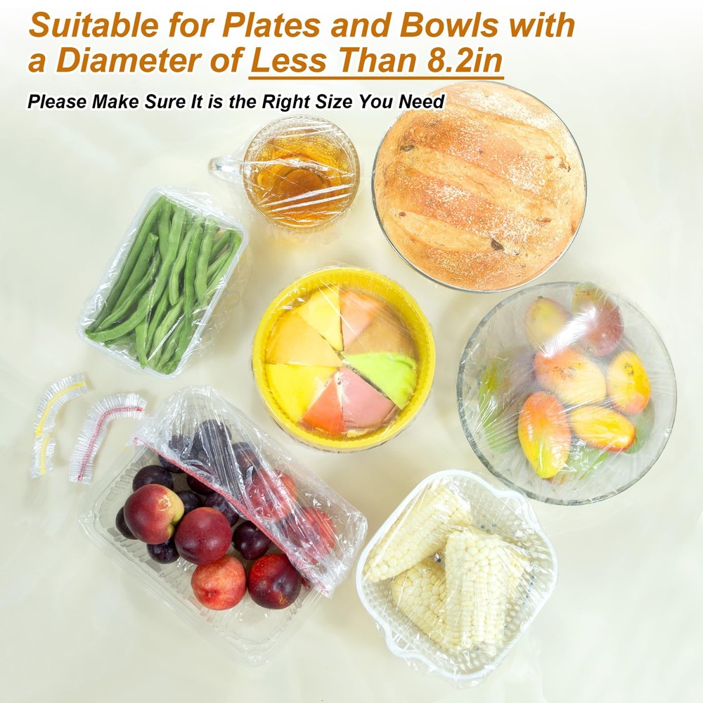 Plastic Bowl Covers Elastic Reusable Fresh Keeping Standard, Transparent
