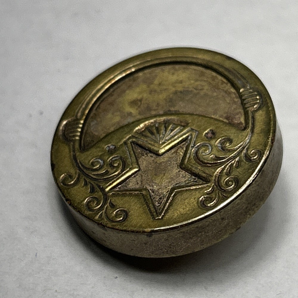Vintage Decorative Brass Button Crescent Moon And Star