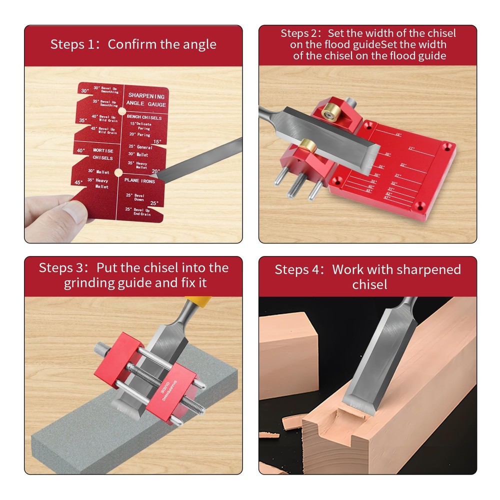Wood Chisel Honing Guide System – Roller Sharpening Kit for Precise Angle Contro