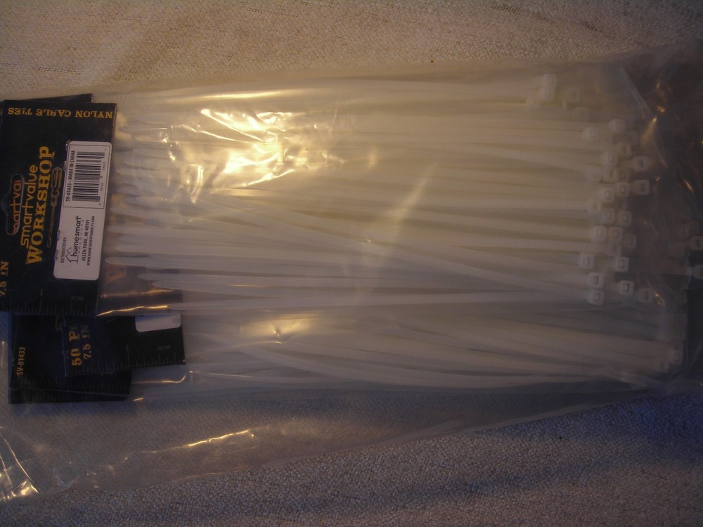 3 Pack - Smart Value Plastic Ties 50pc x3 - 7.5 inch 150pc total WHITE