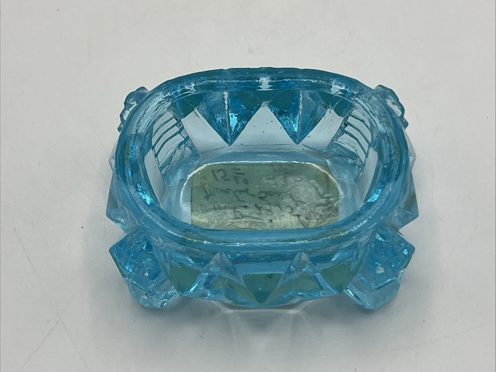 Sapphire Blue EAPG Open Master Salt Cellar 3" Antique