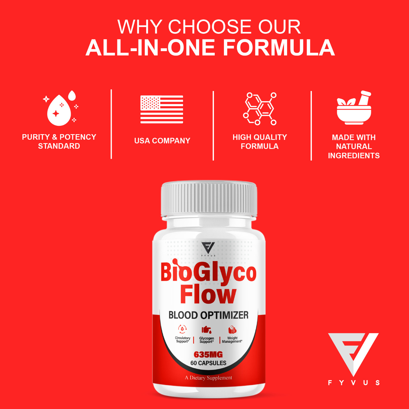 BioGlyco Flow Blood Optimizer, BioGlyco Flow Supplement (60 Capsules)