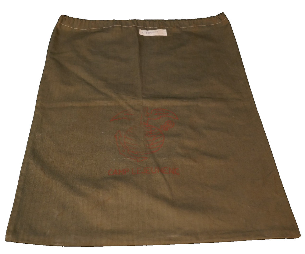 WW2 USMC Marine Corps Camp Lejeune HBT Herringbone Twill Ditty Bag E L BOURGOIN