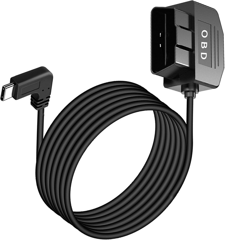 OBD OBD2 Hardwire Kit Power Cable for Dash Camera with 90Degree USB Type C 12