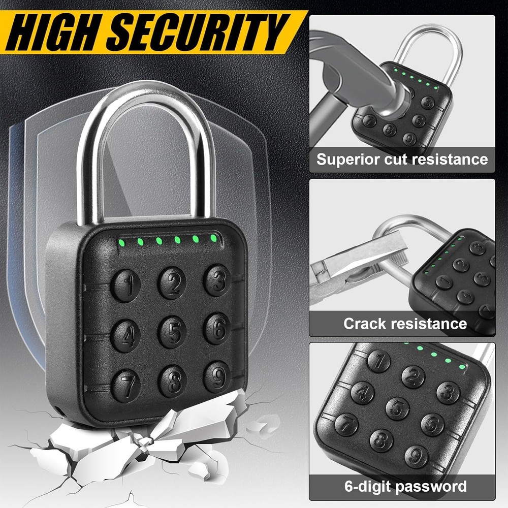 Combination Lock for Locker - 6-Digit Combo Lock Waterproof Smart Padlock