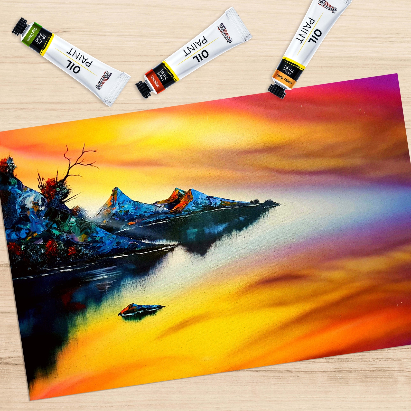 Professional 36 Color Art Oil Paint Set, Lg 18ml Tubes, Artist Student Paintings