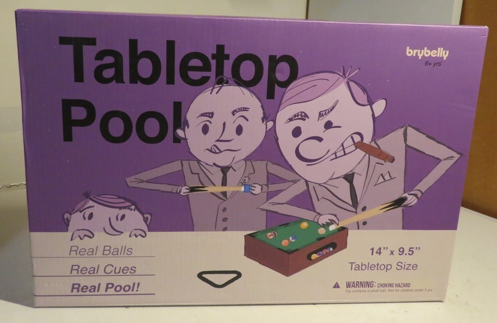 NOS Tabletop Pool Mini Pool Table & Billiard Set Small Billiards Game Real Balls