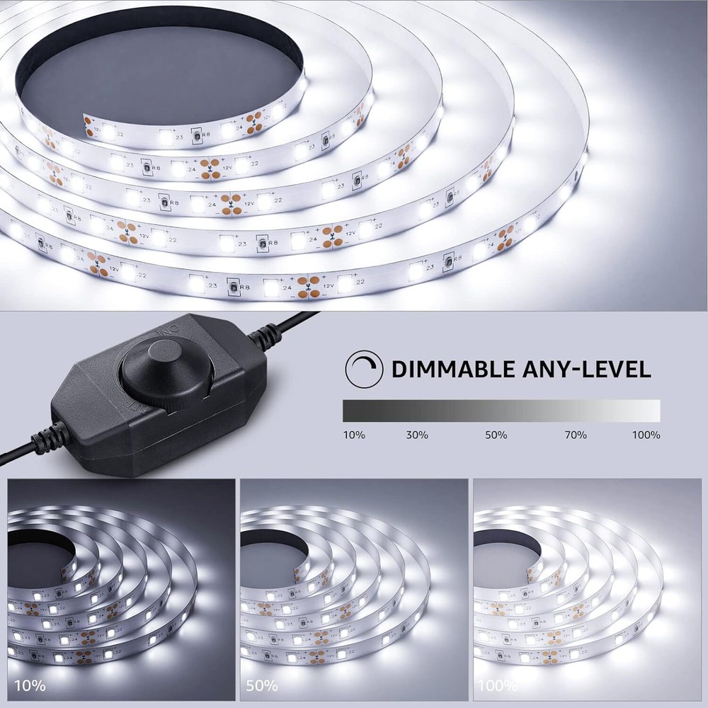 Lepro LED Strip Light White, 16.4ft Dimmable Vanity 16.4 ft, Black