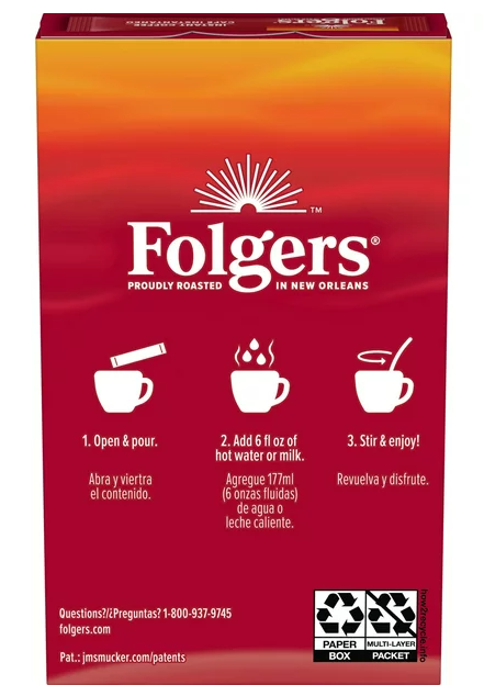 Folgers Classic Regular Instant Medium Roast Coffee 3 Boxes/21 Packets
