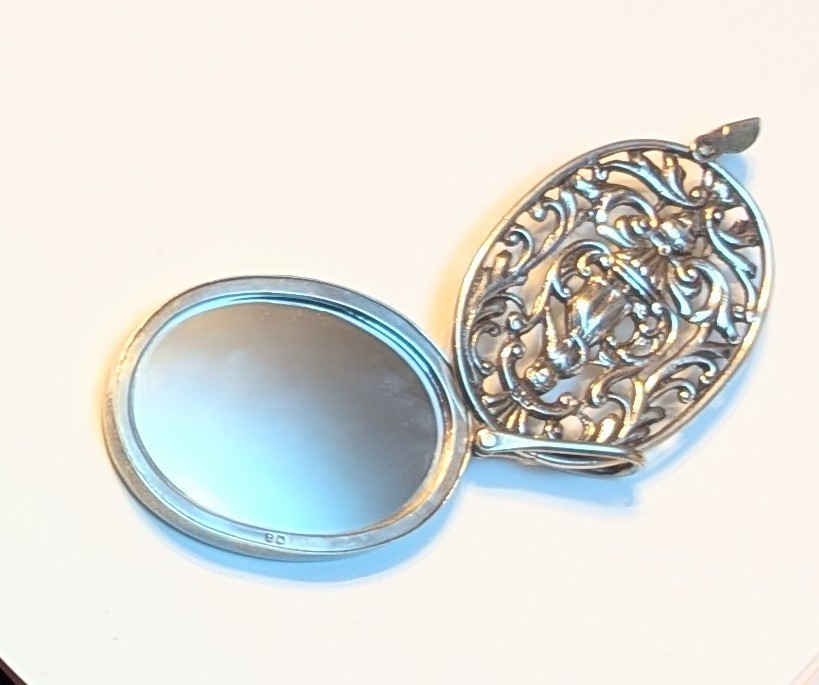 Sterling Silver Chatelaine Hand Mirror