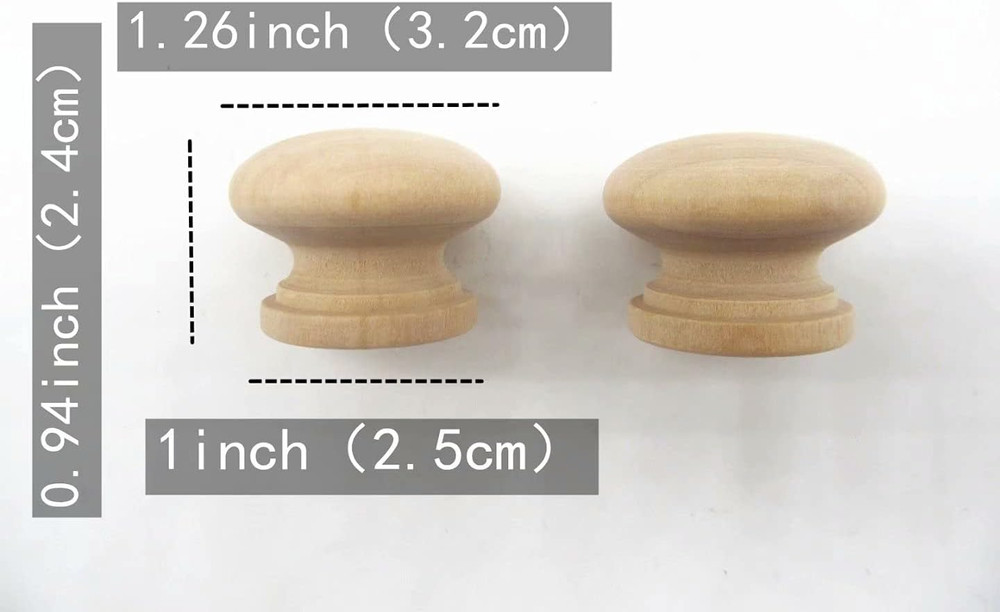 16 Pcs Wooden Drawer Knobs Unfinished Round Cabinet Pull Handles Set