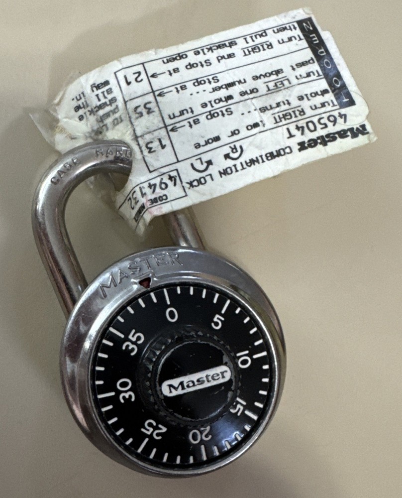 Master Lock Combination Padlock ~ School Gym Work Lockers WORKING with combo tag