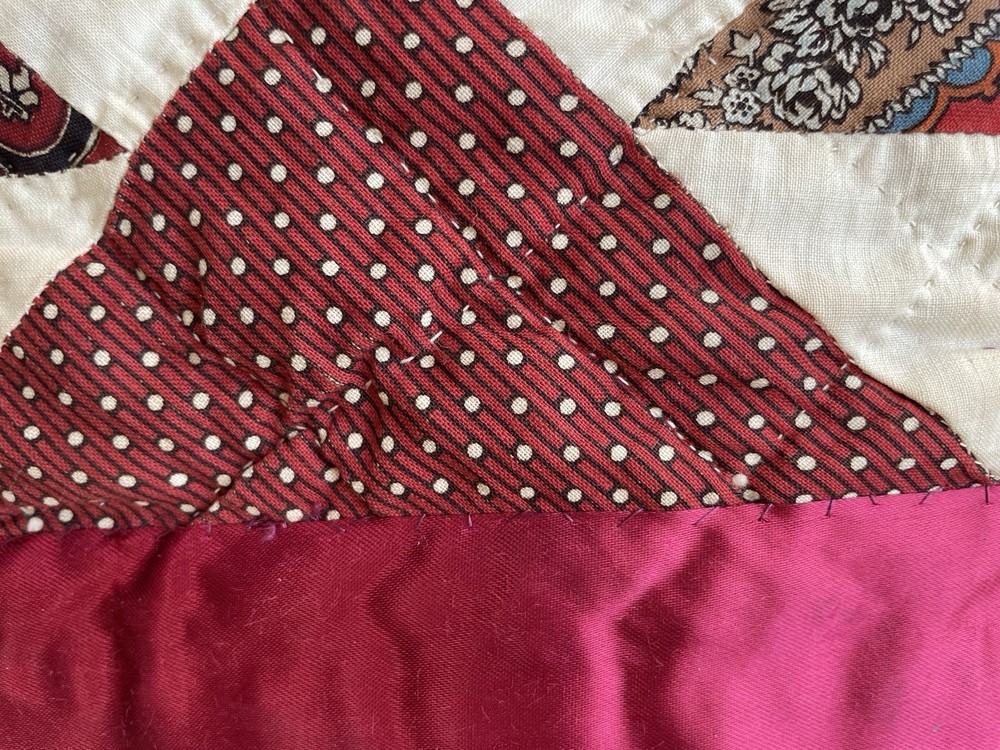 19th c. patchwork star quilt hand stitched 86x94"