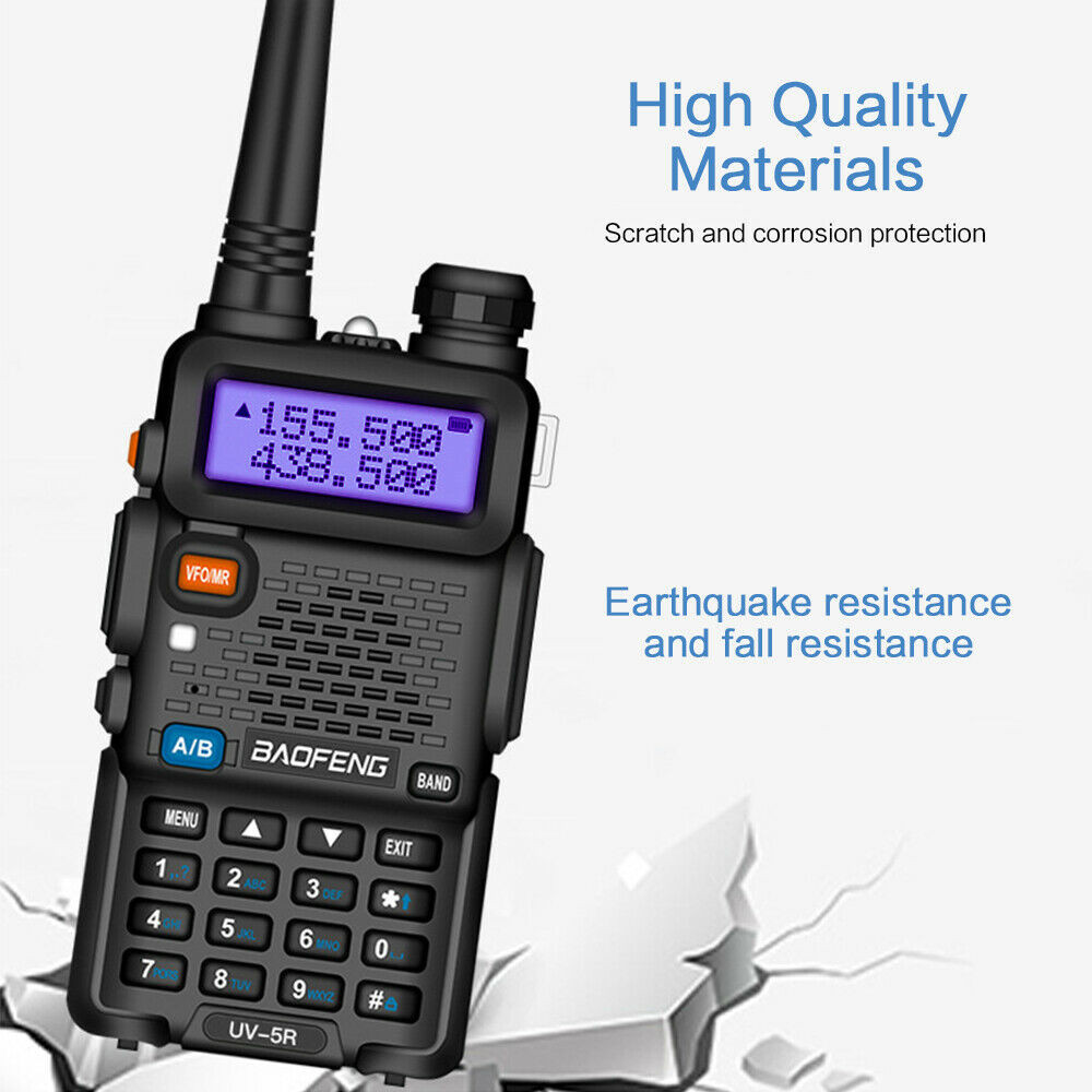 Baofeng UV-5R Walkie Talkies With Hand Mic VHF UHF Two-way Radio Dual Band Range
