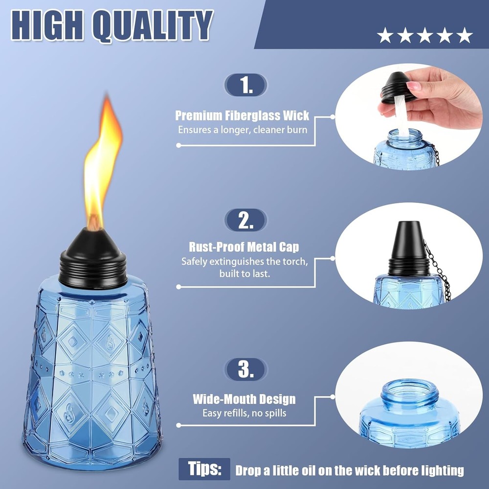 4-Piece Glass-Top Aromatherapy Lamp Set - Refillable Citronella Diffuser Jars