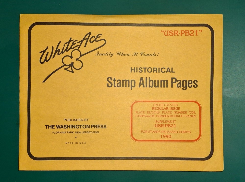 White Ace Stamp Album Supplement - Regular Issue Plate Blocks - 1990  USR-PB21