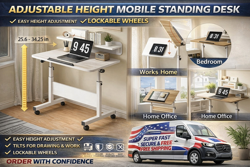 Mount-It! MI-7940 Mobile and Height Adjustable Stand Up Computer Work Station