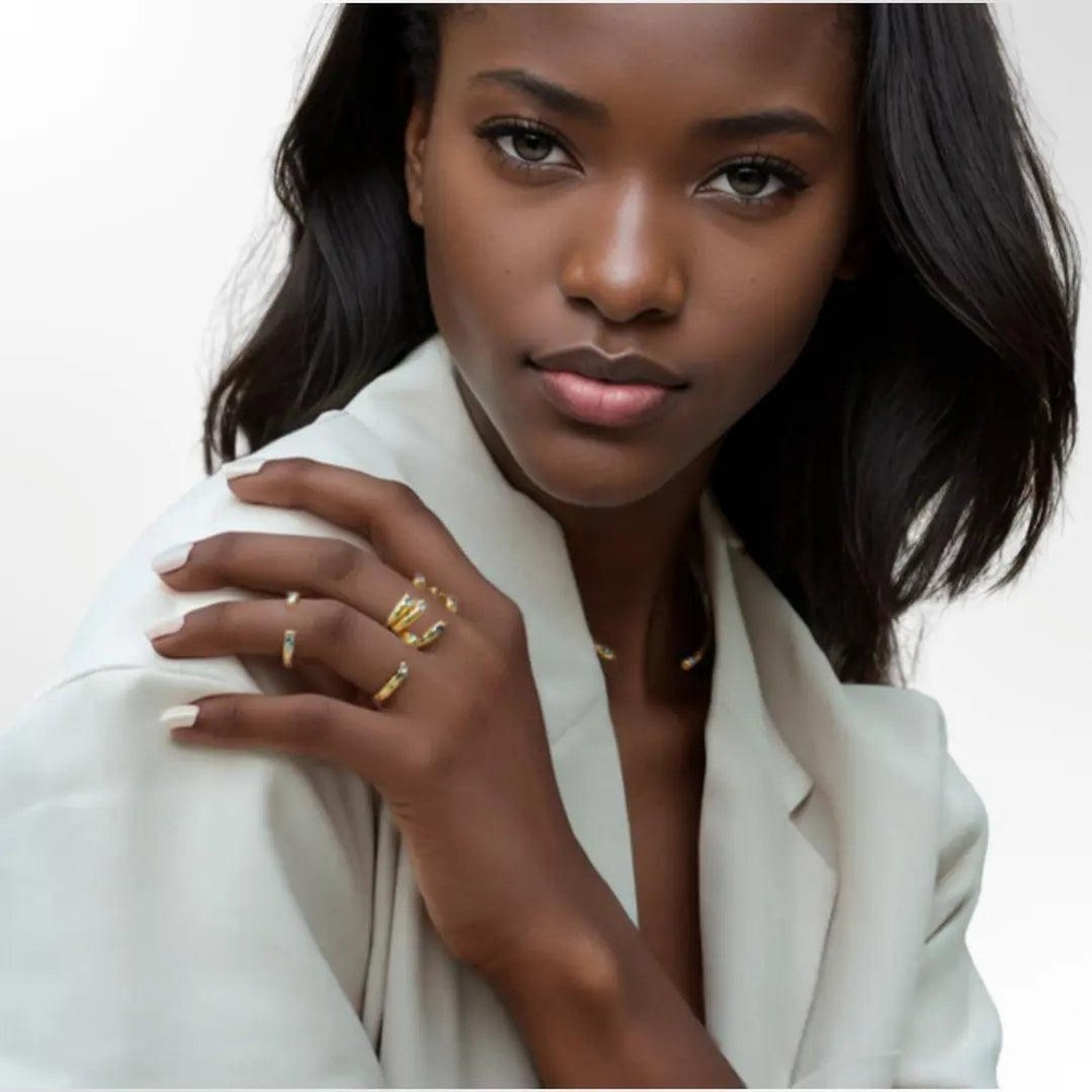 Smoky Quartz Swarovski Stackable Ring