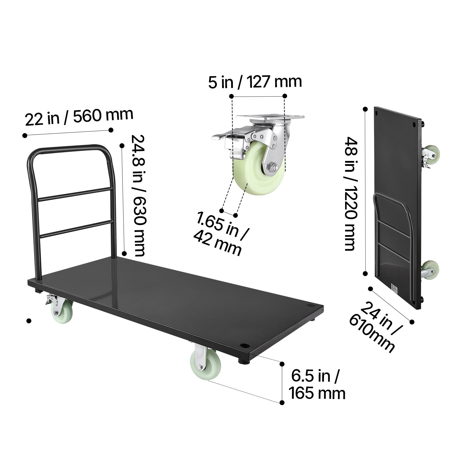 Uimoso Heavy Duty Industrial Platform Cart with 2000 lbs Capacity and Wheels
